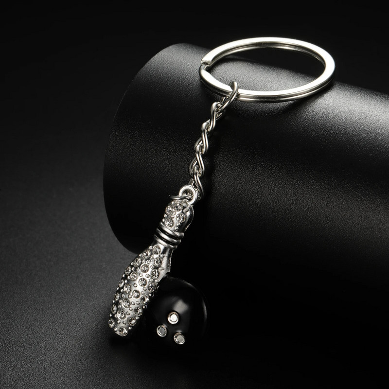 Sievietēm Eleganti Kristāla Rhinestone Boulinga Bumbu Kuloni Atslēgu piekariņi Nerūsējošā tērauda Sporta Atslēgu piekariņš Sieviešu Auto Atslēgu Piekariņi Rotaslietas