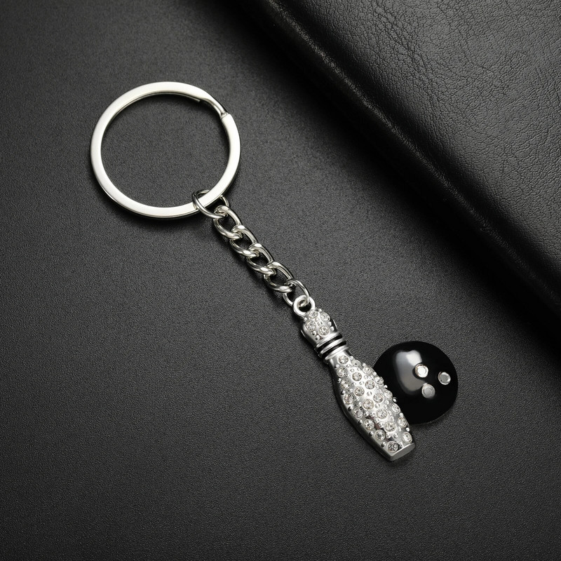 Sievietēm Eleganti Kristāla Rhinestone Boulinga Bumbu Kuloni Atslēgu piekariņi Nerūsējošā tērauda Sporta Atslēgu piekariņš Sieviešu Auto Atslēgu Piekariņi Rotaslietas