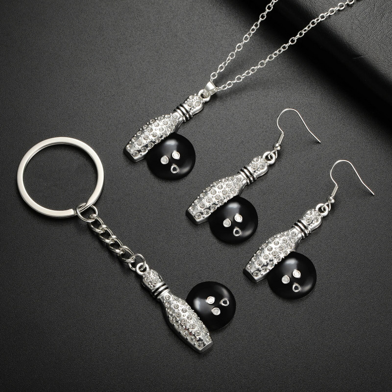 Sievietēm Eleganti Kristāla Rhinestone Boulinga Bumbu Kuloni Atslēgu piekariņi Nerūsējošā tērauda Sporta Atslēgu piekariņš Sieviešu Auto Atslēgu Piekariņi Rotaslietas