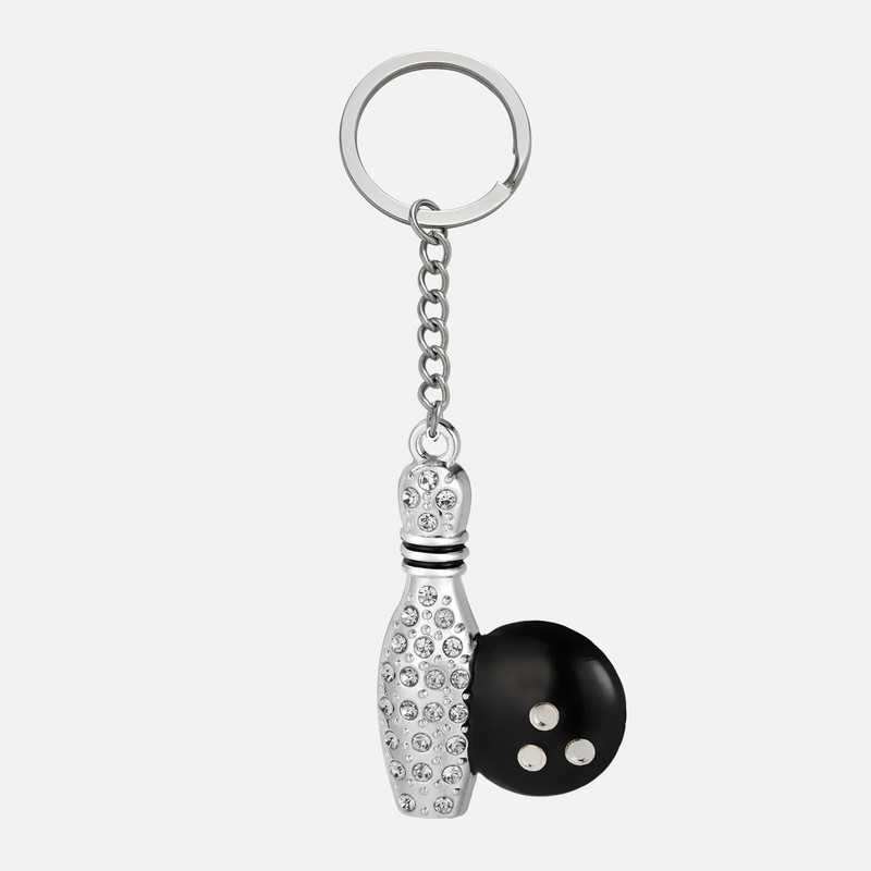 Sievietēm Eleganti Kristāla Rhinestone Boulinga Bumbu Kuloni Atslēgu piekariņi Nerūsējošā tērauda Sporta Atslēgu piekariņš Sieviešu Auto Atslēgu Piekariņi Rotaslietas