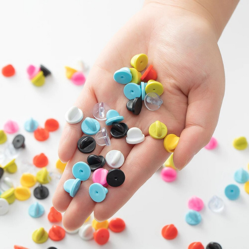 50 τμχ Λαστιχένια καρφίτσα Πλάτη κούμπωμα Πόρπη ασφαλείας για DIY καρφίτσες με πέτο Σήμα Κοσμήματα Αξεσουάρ Ευρήματα Χειροτεχνία Προμήθειες Υλικά