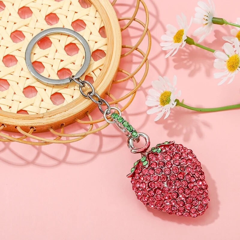 Kristāla Rhinestone Zemeņu Kulons Atslēgu piekariņi Atslēgu piekariņi Gredzeni Turētājs Soma automašīnai Sievietēm Vīriešu piedāvājumi ar bezmaksas piegādi