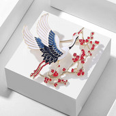 1 db Retro zománcozott virágdaru brossok kínai stílusú fűzőtűk női uniszex madár állatbuli brosstűk ajándék