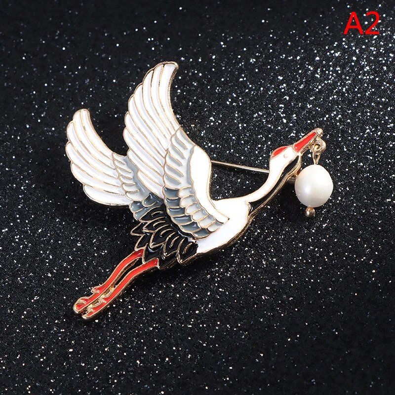 1 db Retro zománcozott virágdaru brossok kínai stílusú fűzőtűk női uniszex madár állatbuli brosstűk ajándék