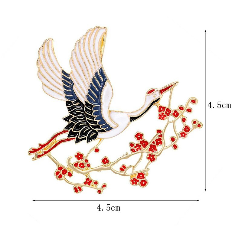 1 db Retro zománcozott virágdaru brossok kínai stílusú fűzőtűk női uniszex madár állatbuli brosstűk ajándék