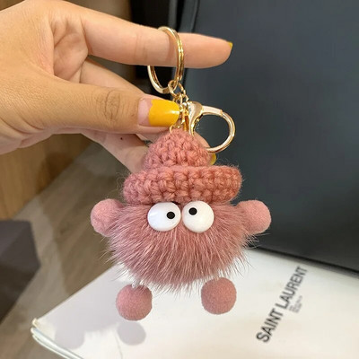 18 krāsas Jauka ūdeļu kažokādas štrope Briketes Atslēgu piekariņi Auto atslēgu piekariņi Kulons Plīša skolas soma Kulons Dāvana kawaii mugursoma atslēgu piekariņi