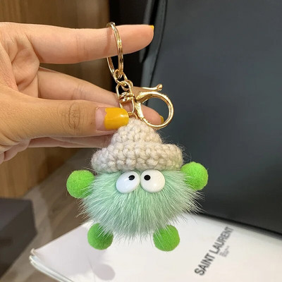 18 krāsas Jauka ūdeļu kažokādas štrope Briketes Atslēgu piekariņi Auto atslēgu piekariņi Kulons Plīša skolas soma Kulons Dāvana kawaii mugursoma atslēgu piekariņi