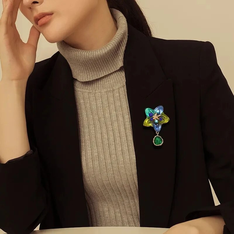 Εκλεκτές vintage Star καρφίτσα ρετσίνι κρεμαστό κόσμημα καρφίτσες για γυναίκες Λαμπερό Pentagram Corsage Lady Wedding Party Καρφίτσες κοσμημάτων