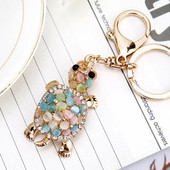 Μπρελόκ Turtle Tortoise Crystal Keychains Lovely Turtles μενταγιόν για μπρελόκ αυτοκινήτου Δαχτυλίδια θήκης για μπρελόκ