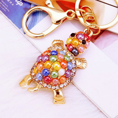 Μπρελόκ Turtle Tortoise Crystal Keychains Lovely Turtles μενταγιόν για μπρελόκ αυτοκινήτου Δαχτυλίδια θήκης για μπρελόκ