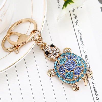 Μπρελόκ Turtle Tortoise Crystal Keychains Lovely Turtles μενταγιόν για μπρελόκ αυτοκινήτου Δαχτυλίδια θήκης για μπρελόκ