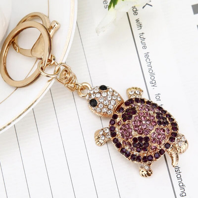 Μπρελόκ Turtle Tortoise Crystal Keychains Lovely Turtles μενταγιόν για μπρελόκ αυτοκινήτου Δαχτυλίδια θήκης για μπρελόκ