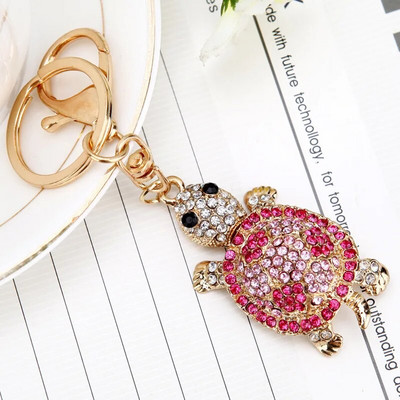 Μπρελόκ Turtle Tortoise Crystal Keychains Lovely Turtles μενταγιόν για μπρελόκ αυτοκινήτου Δαχτυλίδια θήκης για μπρελόκ