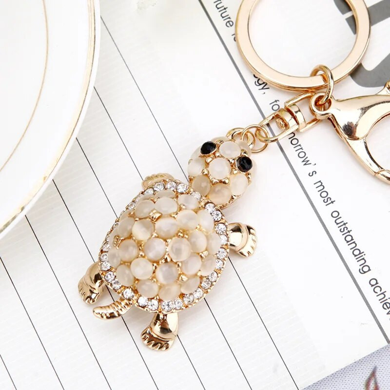 Μπρελόκ Turtle Tortoise Crystal Keychains Lovely Turtles μενταγιόν για μπρελόκ αυτοκινήτου Δαχτυλίδια θήκης για μπρελόκ