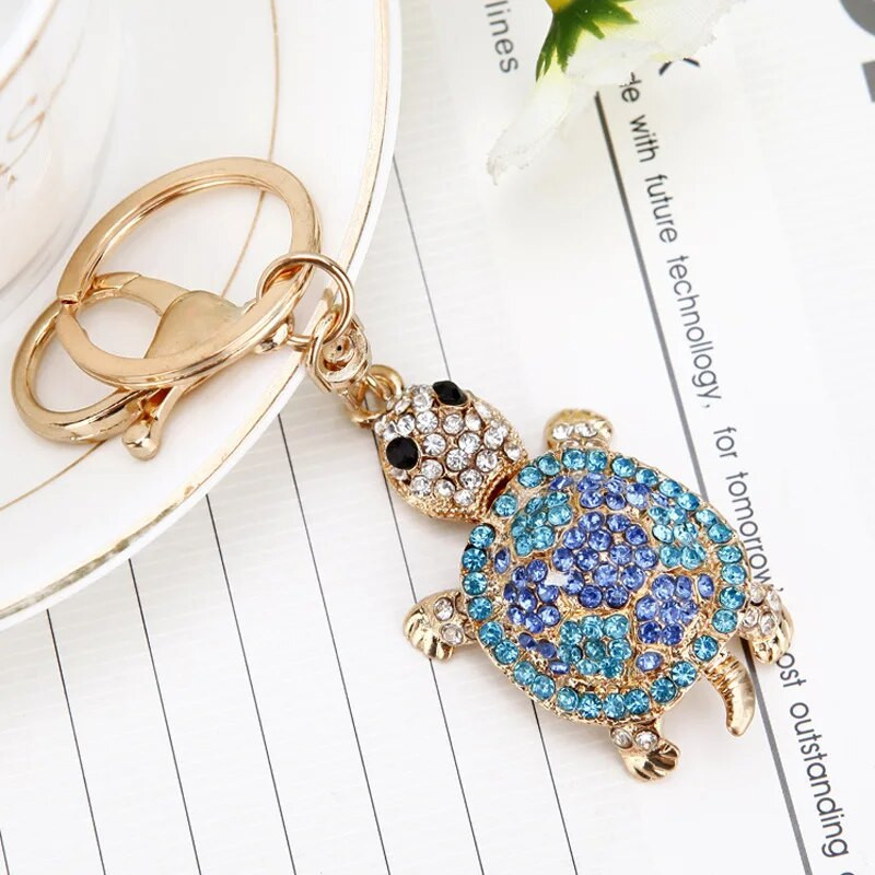 Μπρελόκ Turtle Tortoise Crystal Keychains Lovely Turtles μενταγιόν για μπρελόκ αυτοκινήτου Δαχτυλίδια θήκης για μπρελόκ