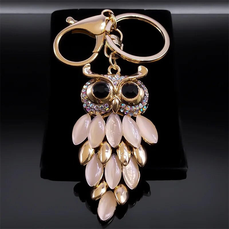 Creative Owl Crystal Alloy Μπρελόκ Θήκη αυτοκινήτου Τσάντα τσάντα τσάντα για κορίτσια Αισθητικό δώρο Μπρελόκ Μπιμπελό Κόσμημα K9238