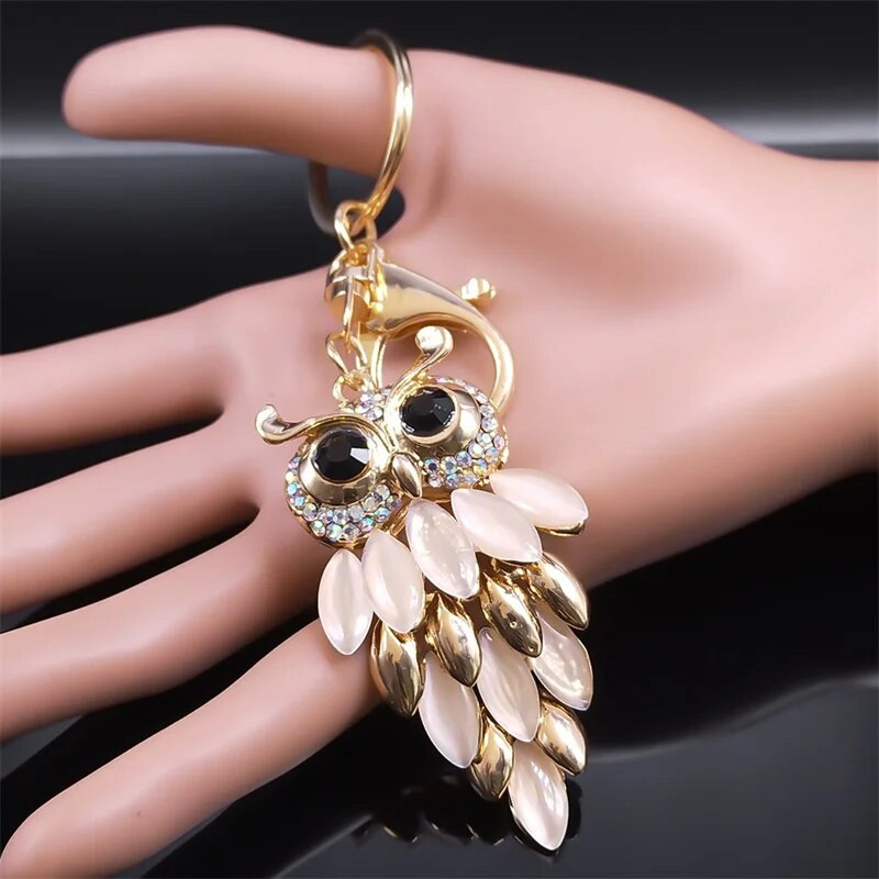Creative Owl Crystal Alloy Μπρελόκ Θήκη αυτοκινήτου Τσάντα τσάντα τσάντα για κορίτσια Αισθητικό δώρο Μπρελόκ Μπιμπελό Κόσμημα K9238