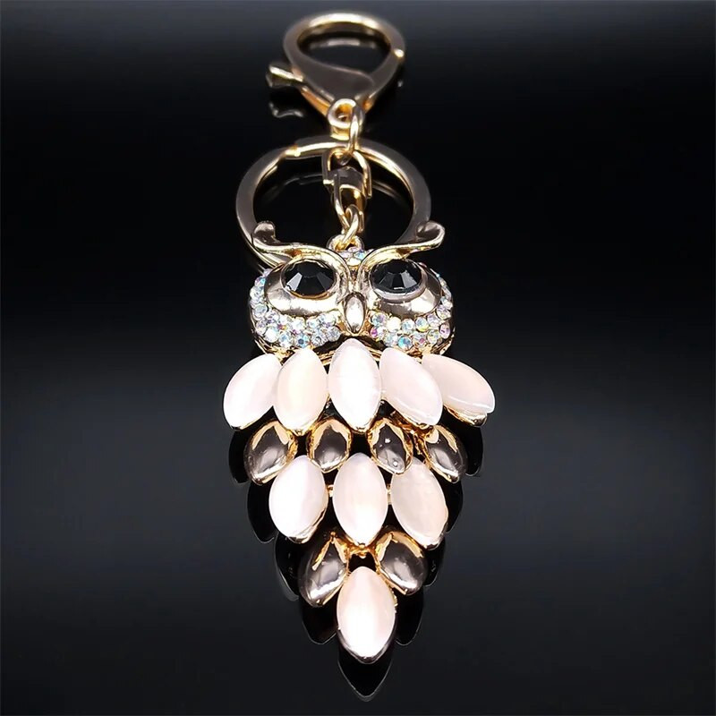 Creative Owl Crystal Alloy Μπρελόκ Θήκη αυτοκινήτου Τσάντα τσάντα τσάντα για κορίτσια Αισθητικό δώρο Μπρελόκ Μπιμπελό Κόσμημα K9238