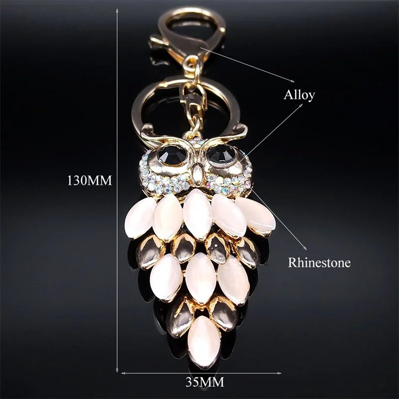 Creative Owl Crystal Alloy Μπρελόκ Θήκη αυτοκινήτου Τσάντα τσάντα τσάντα για κορίτσια Αισθητικό δώρο Μπρελόκ Μπιμπελό Κόσμημα K9238
