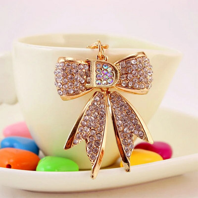 Divat kulcstartó rovar sorozat medál kristály elem íj autós kulcstartó női táska kiegészítők kulcstartó fém medál kis ajándék