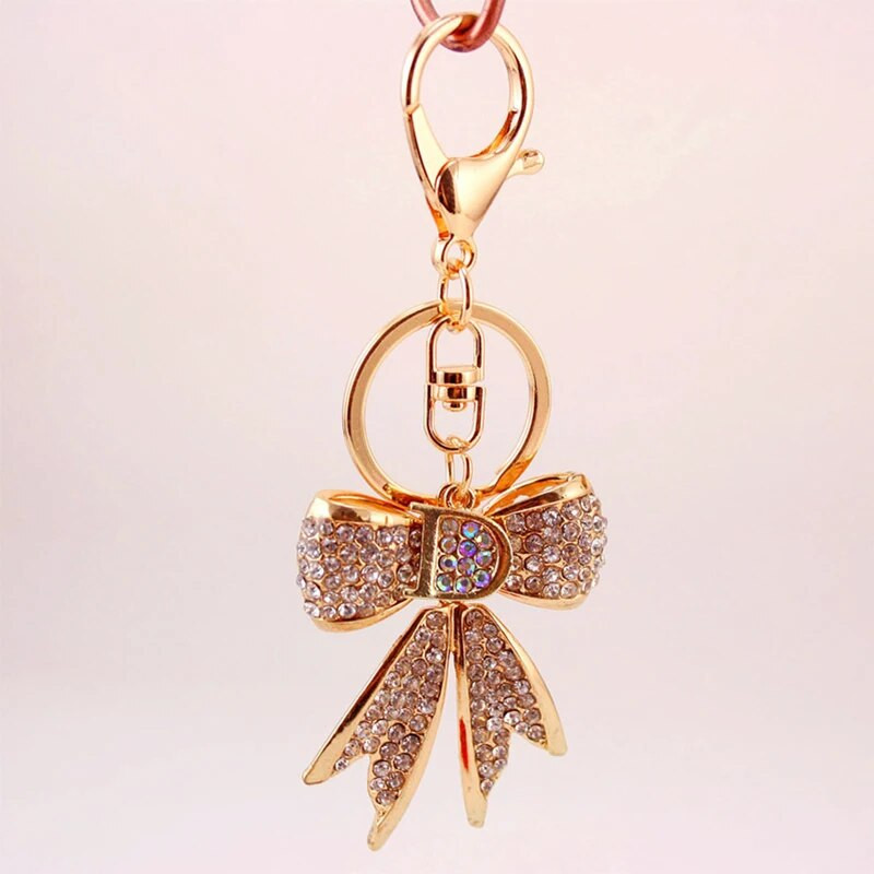 Divat kulcstartó rovar sorozat medál kristály elem íj autós kulcstartó női táska kiegészítők kulcstartó fém medál kis ajándék