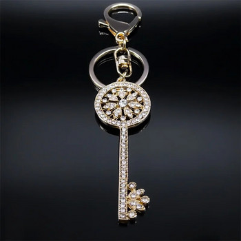 Αισθητικό κλειδί σχήματος στρας μεταλλικό μπρελόκ για γυναίκες/άντρες Χρυσό χρώμα Flower of Life Μπρελόκ Δώρο Κοσμήματα llavero KXHK1335S01