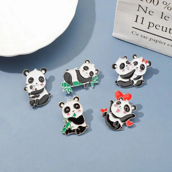 Нова брошка с емайлирана игла от сплав Panda Творческа карикатура във формата на гигантска панда Значка с маслена капка Аксесоари за облекло