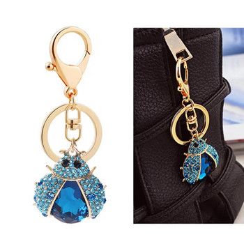 Κλειδιά με μπρελόκ Χαριτωμένο ντεκόρ τσάντας Γυναικεία πασχαλίτσα σε σχήμα δαχτυλιδιού στρας Θήκη αλυσίδας Διακόσμηση τσάντας