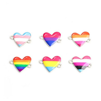 10 τεμ. Rainbow Flag σε σχήμα καρδιάς Σύνδεσμοι σμάλτου LGBT Pride Κοσμήματα DIY Αξεσουάρ Ζευγάρι Κολιέ Βραχιόλι Κρεμαστά κραμάτων