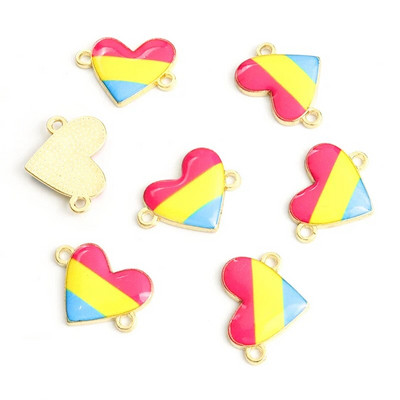 10gb Varavīksnes karoga Sirds formas emaljas savienotāji LGBT lepnums rotaslietas DIY aksesuāri Pāris kaklarota rokassprādze sakausējuma kuloni