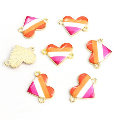 10gb Varavīksnes karoga Sirds formas emaljas savienotāji LGBT lepnums rotaslietas DIY aksesuāri Pāris kaklarota rokassprādze sakausējuma kuloni