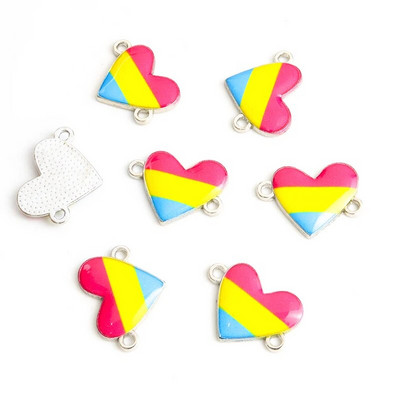 10gb Varavīksnes karoga Sirds formas emaljas savienotāji LGBT lepnums rotaslietas DIY aksesuāri Pāris kaklarota rokassprādze sakausējuma kuloni
