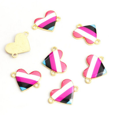 10gb Varavīksnes karoga Sirds formas emaljas savienotāji LGBT lepnums rotaslietas DIY aksesuāri Pāris kaklarota rokassprādze sakausējuma kuloni