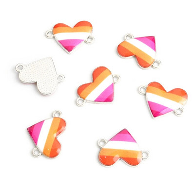 10gb Varavīksnes karoga Sirds formas emaljas savienotāji LGBT lepnums rotaslietas DIY aksesuāri Pāris kaklarota rokassprādze sakausējuma kuloni