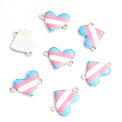 10gb Varavīksnes karoga Sirds formas emaljas savienotāji LGBT lepnums rotaslietas DIY aksesuāri Pāris kaklarota rokassprādze sakausējuma kuloni