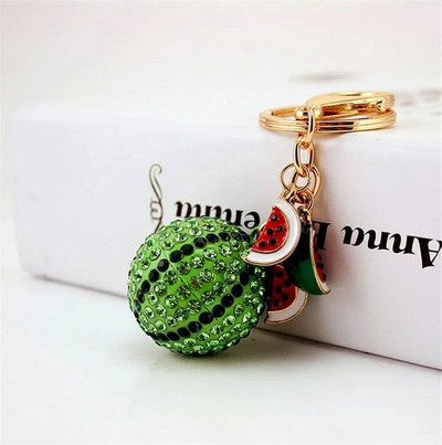Jauns radošs pilns Rhinestone arbūzs atslēgu piekariņš modes atslēgu piekariņu turētājs auto atslēgu piekariņi sieviešu soma šarms vasaras atslēgu piekariņi dāvanā