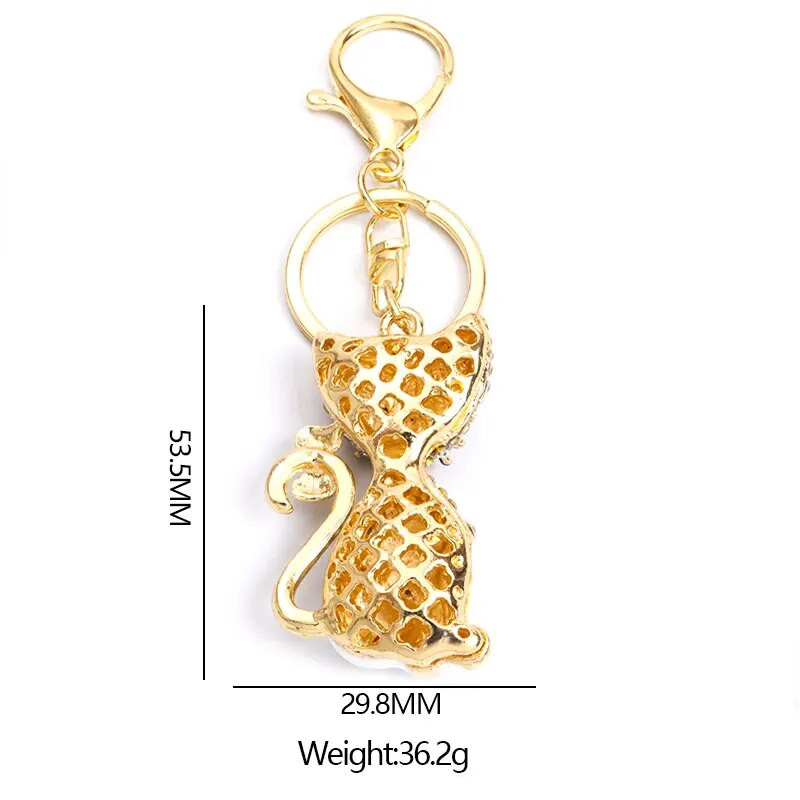 Emaljas kaķa kristāla Rhinestone atslēgu piekariņš jauks dzīvnieks, radošs sakausējums atslēgu piekariņa soma Automašīnas atslēgu turētājs Augstas kvalitātes rotaslietas dāvanu aksesuārs