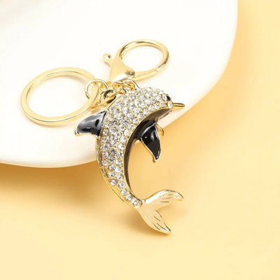 Τρίχρωμα στρας δελφίνι σμάλτο Μπρελόκ Ζευγάρι Κοσμήματα Δώρο Κλειδιά Εσωτερικού αυτοκινήτου Διακόσμηση Τσάντα Κρεμαστό Μπρελόκ σε στυλ θάλασσας