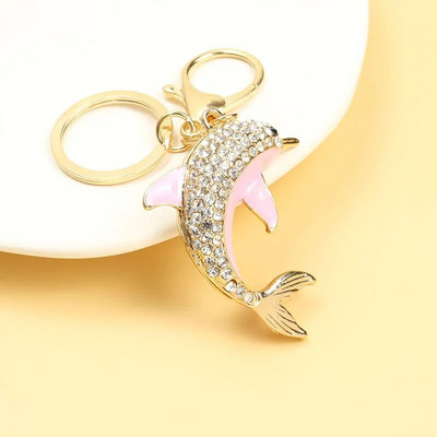 Τρίχρωμα στρας δελφίνι σμάλτο Μπρελόκ Ζευγάρι Κοσμήματα Δώρο Κλειδιά Εσωτερικού αυτοκινήτου Διακόσμηση Τσάντα Κρεμαστό Μπρελόκ σε στυλ θάλασσας