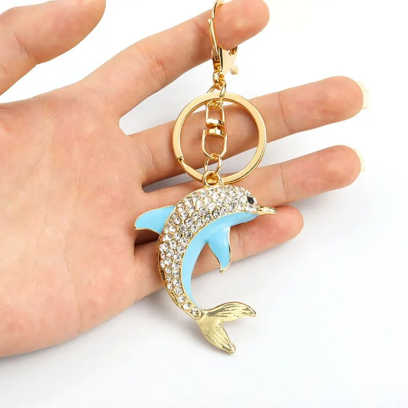 Τρίχρωμα στρας δελφίνι σμάλτο Μπρελόκ Ζευγάρι Κοσμήματα Δώρο Κλειδιά Εσωτερικού αυτοκινήτου Διακόσμηση Τσάντα Κρεμαστό Μπρελόκ σε στυλ θάλασσας