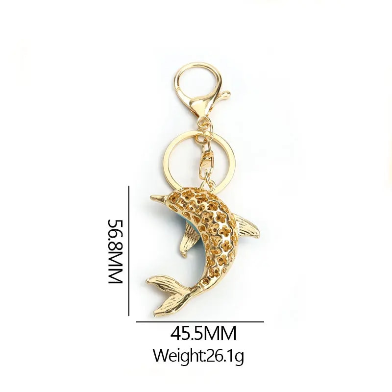 Τρίχρωμα στρας δελφίνι σμάλτο Μπρελόκ Ζευγάρι Κοσμήματα Δώρο Κλειδιά Εσωτερικού αυτοκινήτου Διακόσμηση Τσάντα Κρεμαστό Μπρελόκ σε στυλ θάλασσας