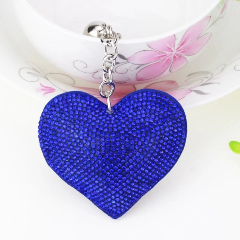 14 Χρώματα Επάργυρη Καρδιά Μπρελόκ Δερμάτινη Θήκη Φουντών Μεταλλικά Κρυστάλλινα Μπρελόκ Μπρελόκ Τσάντα Γούρι αυτοκινήτου Κρεμαστό Δώρο