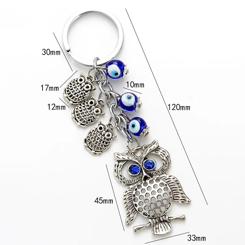 Turski Lucky Owl Blue Evil Eye privjesak za ključeve za žene i muškarce Privjesak za ključeve automobila Životinjski modni privjesak za ključeve Torba Dodaci Nakit Poklon