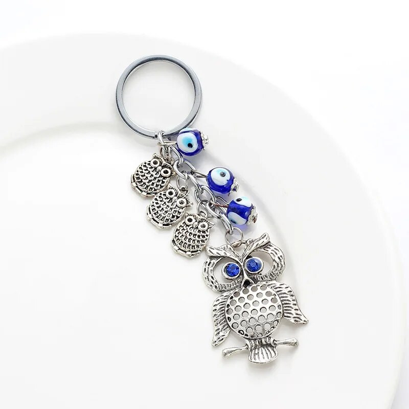 Turski Lucky Owl Blue Evil Eye privjesak za ključeve za žene i muškarce Privjesak za ključeve automobila Životinjski modni privjesak za ključeve Torba Dodaci Nakit Poklon