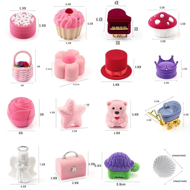 1 τεμάχιο Lovely Velvet Jewelry Box Δοχείο Κουτί βέρας για σκουλαρίκια Κολιέ Βραχιόλι Display Θήκη δώρου 16 στυλ