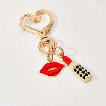Μοντέρνα κοσμήματα κραγιόν Μπρελόκ χείλη Λεπτά στρας Μπρελόκ Γυναικείες τσάντες για κορίτσια Μπρελόκ αυτοκινήτου Πορτοφόλι κλειδοθήκη llaveros