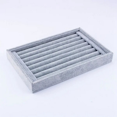 Samta zamšādas gredzens auskari organizators ausu kniedes Juvelierizstrādājumu stenda turētājs plaukts Vitrīna šķīvis Modes rotaslietu kastītes futrālis zārks