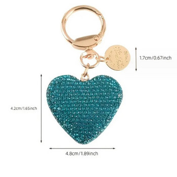 Ключодържатели със сърце от кристали Дамска дамска чанта Ключодържател с висулка Едноцветен кристален ключодържател Двойка Ключодържатели с прасковено сърце