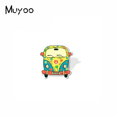 2022 New Arrival Fashion Hippie Peace Love Bus with Flowers Handcraft εποξειδικές ακρυλικές καρφίτσες για πέτο Καρφίτσα για σήμα