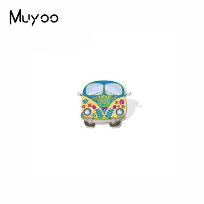 2022 New Arrival Fashion Hippie Peace Love Bus with Flowers Handcraft εποξειδικές ακρυλικές καρφίτσες για πέτο Καρφίτσα για σήμα